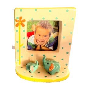 Grasslands Road Mini Picture Frame Elephants Polka Dot Ceramic 3.5"w x 4"h